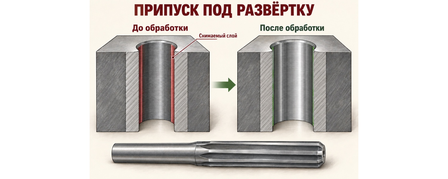 Подготовка отверстия под развёртку: припуск, соосность и контроль размера