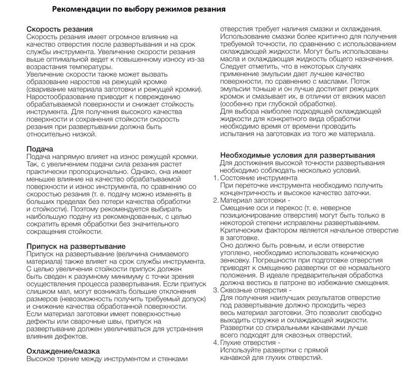 Рекомендации по выбору режимов резания