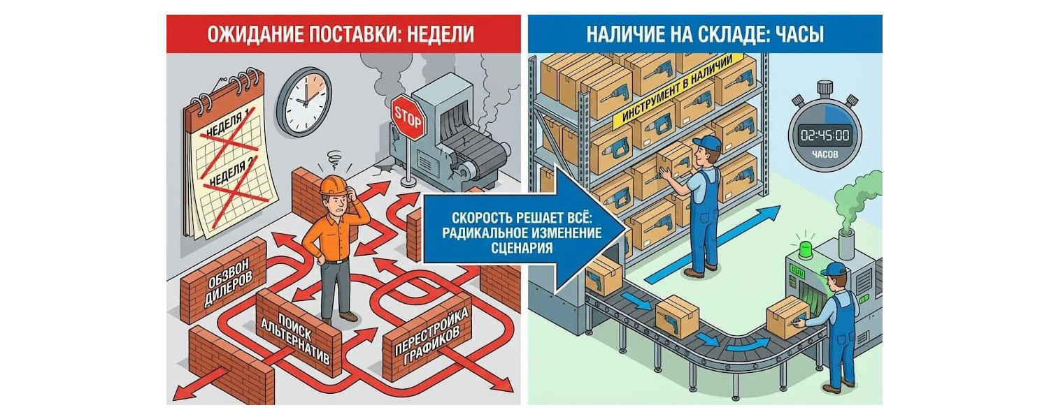Большой складской запас: как доступность инструмента защищает от простоев