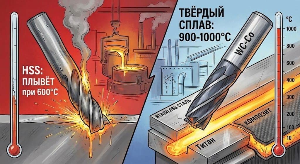 Сравнение твердосплавного и HSS инструмента