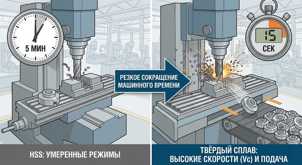 Высокоскоростная обработка твердосплавным инструментом