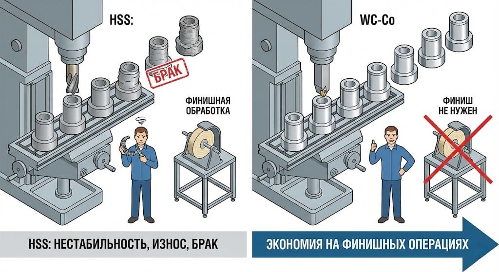 Точная обработка детали твердосплавной фрезой